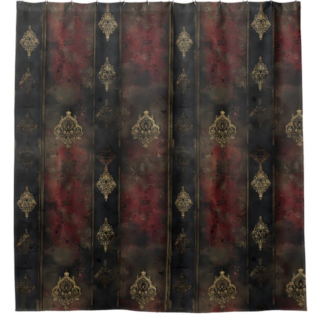 Persian Gold Damask Noir Pattern (4) Shower Curtain (Front)