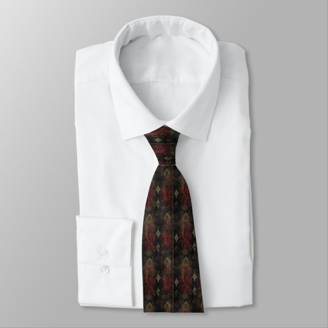 Persian Gold Damask Noir Pattern (4) Tie (Tied)