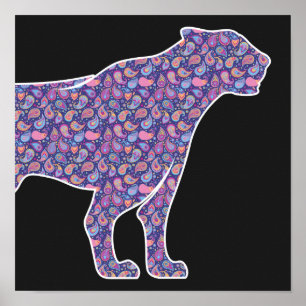 Persian Iranian Near East Paisley Panther Leopard Poster