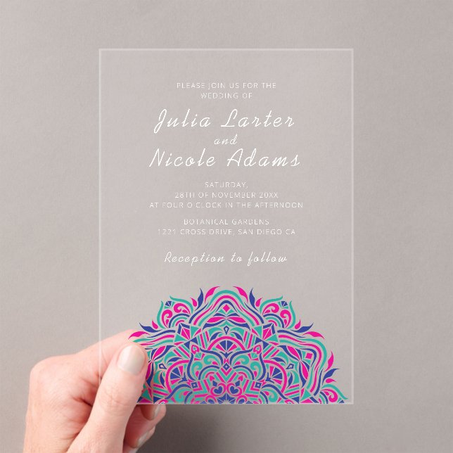 Persian Jewel Arch Ordinate Mandala Wedding Acrylic Invitations (Insitu (Handheld))