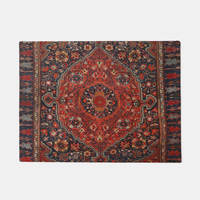 Persian Joshan Red Rusty Blue  Doormat (Front)