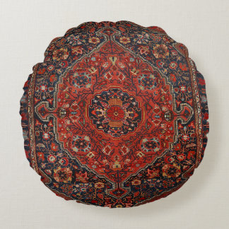 Persian Joshan Red Rusty Blue Round Cushion