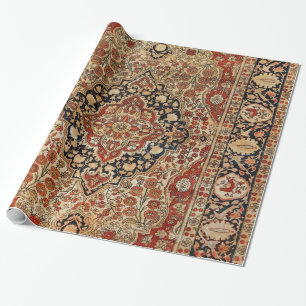 Persian Kashan Burnt Orange Yellow  Wrapping Paper