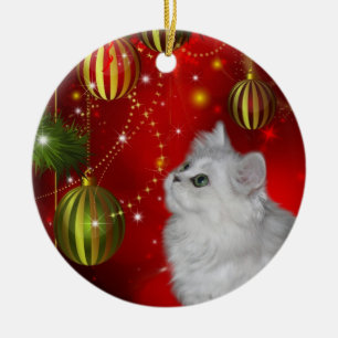 Persian kitten Christmas Ceramic Tree Decoration