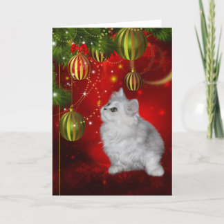 Persian kitten Christmas Holiday Card