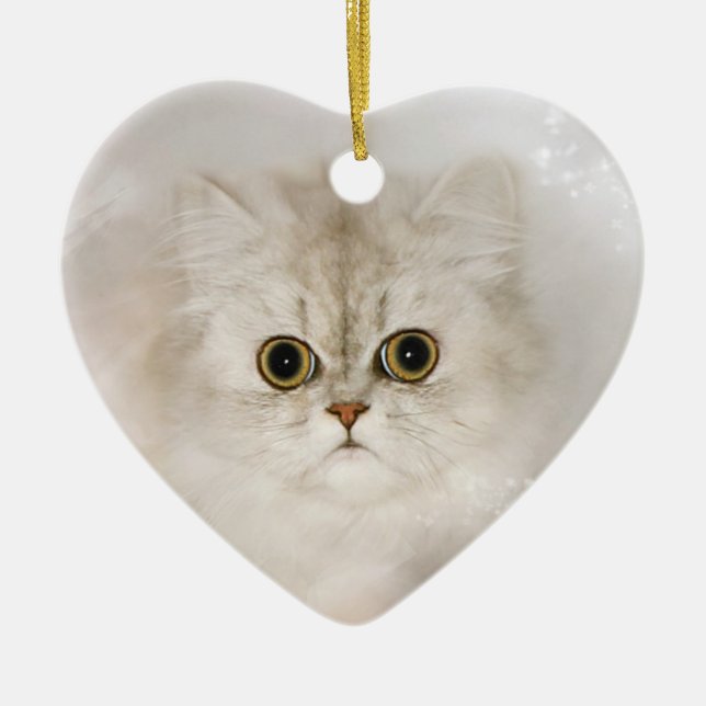 Persian kitten face ceramic tree decoration (Front)