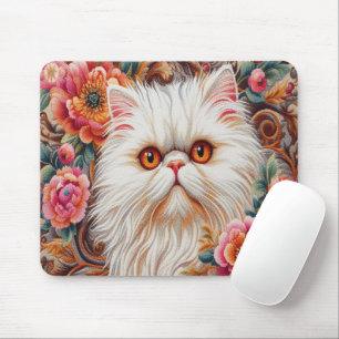 Persian Kitten Flowers, Floral Delight Persian Cat Mouse Mat