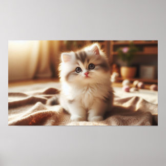 Persian Kitten Poster -  Soft Fur & Big Eyes - Buy