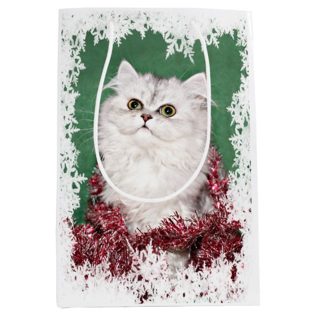 Persian Kitty cat Christmas Medium Gift Bag (Front)