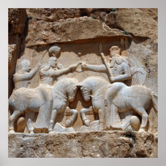 Persian Knights, King Ardashir Monument, Iran Poster