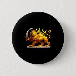 Persian lion, iranian flag, lion & sun emblem 6 cm round badge