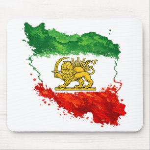 Persian Lion & Sun Mouse Pad   Iran Map Desk Mat  