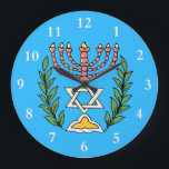 Persian Magen David Menorah<br><div class="desc">This image was adapted from an antique Persian Jewish tile and features a menorah with a Magen David (Star of David) framed by olive branches. The imperfections of the original, hand-painted image have been preserved.</div>