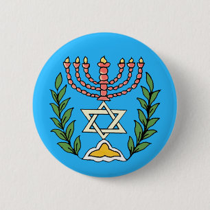 Persian Magen David Menorah 6 Cm Round Badge
