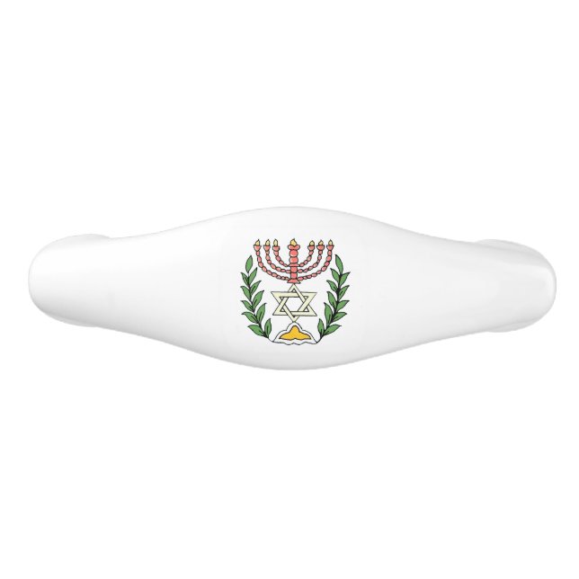 Persian Magen David Menorah Ceramic Drawer Pull (Front)
