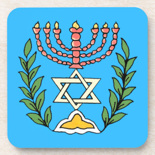 Persian Magen David Menorah Coaster