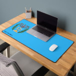 Persian Magen David Menorah Desk Mat<br><div class="desc">This image was adapted from an antique Persian Jewish tile and features a menorah with a Magen David (Star of David) framed by olive branches.  The imperfections of the original,  hand-painted image have been preserved. Customise by adding your own text.</div>