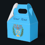 Persian Magen David Menorah Favour Box<br><div class="desc">This image was adapted from an antique Persian Jewish tile and features a menorah with a Magen David (Star of David) framed by olive branches.  The imperfections of the original,  hand-painted image have been preserved.</div>