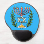 Persian Magen David Menorah Gel Mouse Mat<br><div class="desc">This image was adapted from an antique Persian Jewish tile and features a menorah with a Magen David (Star of David) framed by olive branches.  The imperfections of the original,  hand-painted image have been preserved.</div>