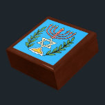 Persian Magen David Menorah Gift Box<br><div class="desc">This image was adapted from an antique Persian Jewish tile and features a menorah with a Magen David (Star of David) framed by olive branches.  The imperfections of the original,  hand-painted image have been preserved.</div>