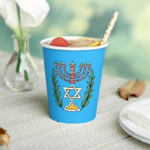 Persian Magen David Menorah Paper Cups