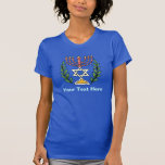 Persian Magen David Menorah T-Shirt<br><div class="desc">This image was adapted from an antique Persian Jewish tile and features a menorah and Magen David (Star of David) framed by olive branches.  The imperfections of the original,  hand-painted image have been preserved.</div>