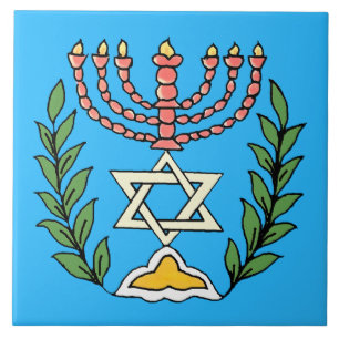 Persian Magen David Menorah Tile