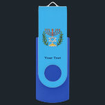 Persian Magen David Menorah USB Flash Drive<br><div class="desc">This image was adapted from an antique Persian Jewish tile and features a menorah with a Magen David (Star of David) framed by olive branches.  The imperfections of the original,  hand-painted image have been preserved. Add your own text.</div>