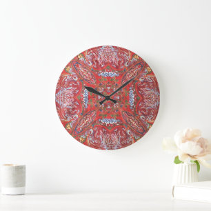 Persian Medallion Botanical Fabric Photo  Large Clock
