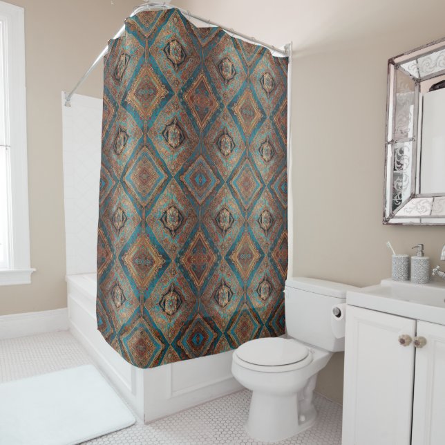 Persian Modern Beautiful Old Pattern Collection Shower Curtain (In Situ)