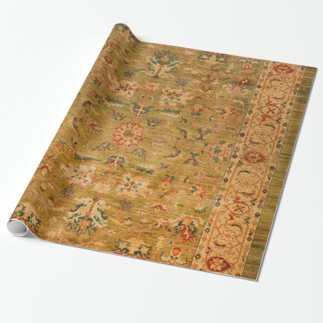 Persian Muted Green Yellow Blue  Wrapping Paper (Unrolled)