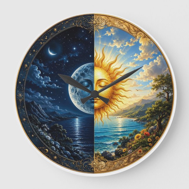 Persian Night & Day Yalda Wall Clock – Sun, Moon & (Front)