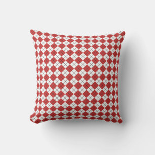 Persian Red and White Chequered Argyle Pattern Cushion