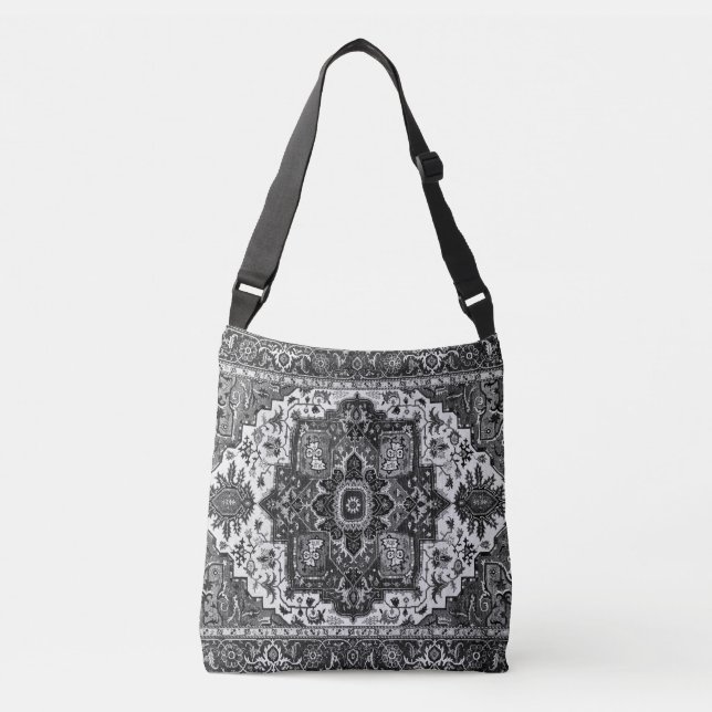 PERSIAN RUG - Black & White Crossbody Bag (Front)