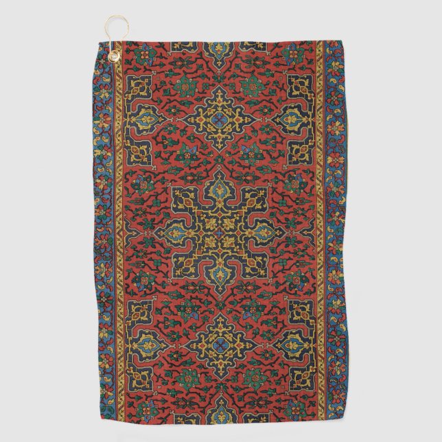 Persian Rug Carpet Red Blue Classic Golf Towel (Front)