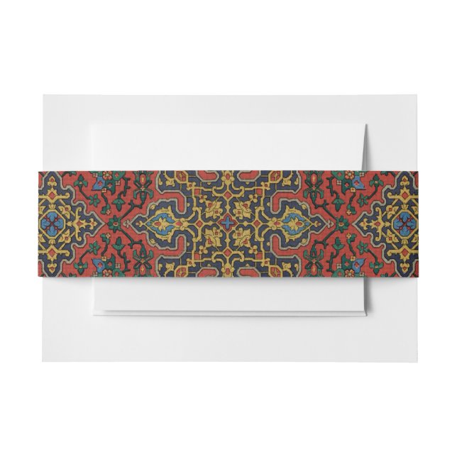Persian Rug Carpet Red Blue Classic Invitation Belly Band (Front Example)