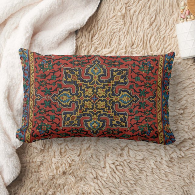 Persian Rug Carpet Red Blue Classic Lumbar Cushion (Blanket)