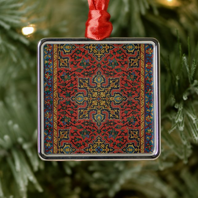 Persian Rug Carpet Red Blue Classic Metal Tree Decoration (Tree)