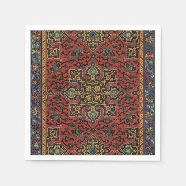 Persian Rug Carpet Red Blue Classic Napkin (Front)