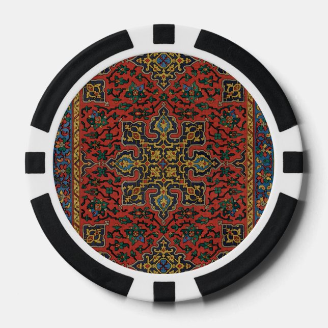 Persian Rug Carpet Red Blue Classic Poker Chips (Front)