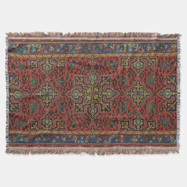 Persian Rug Carpet Red Blue Classic Throw Blanket (Front)