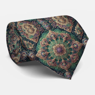 Persian Rug Mandala Jeweltone Faux Silk Tie