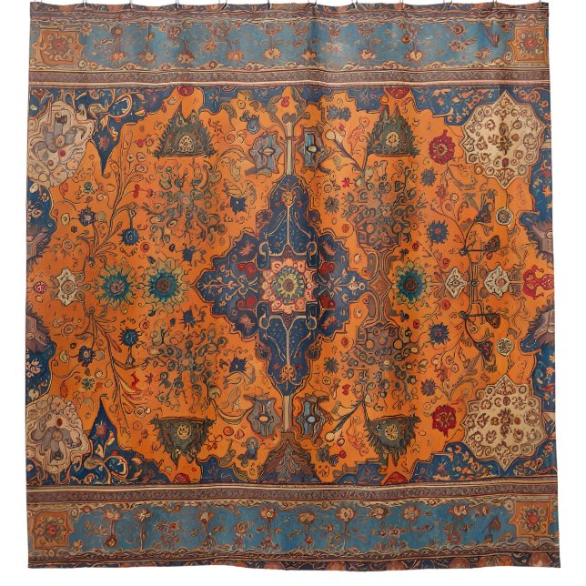 Persian Rug or Carpet Digital Artwork Shower Curtain (Front)