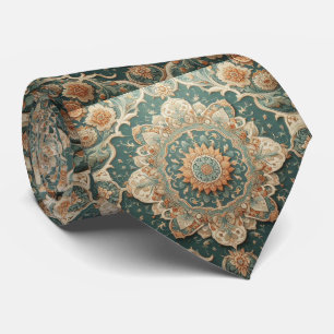 Persian Rug Oriental Rug Orange and Teal Pattern Tie
