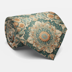 Persian Rug Oriental Rug Orange and Teal Pattern Tie