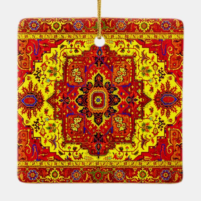 PERSIAN RUG - Red & Yellow Ceramic Ornament (Back)