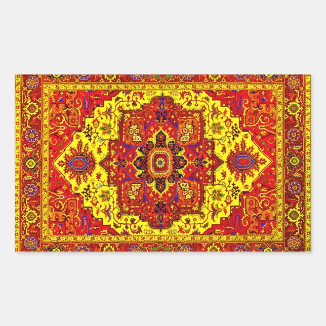 PERSIAN RUG - Red & Yellow Rectangular Sticker (Front)