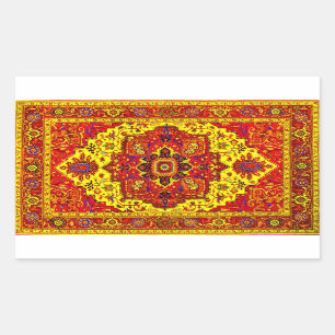 PERSIAN RUG - Red & Yellow Rectangular Sticker
