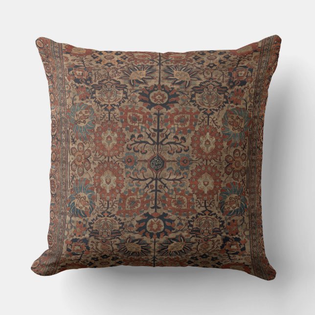 Persian Silk Carpet Throw Pillow (Front)