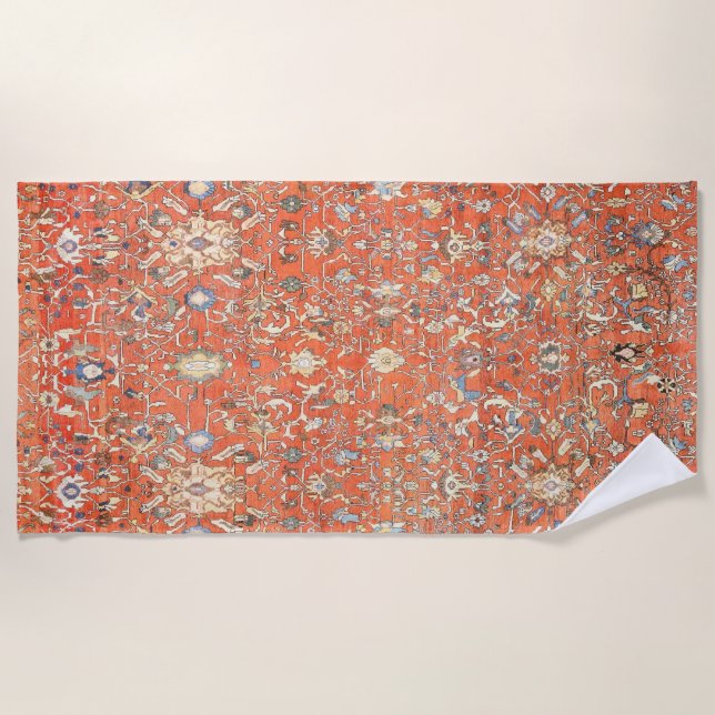  Persian Silk Rug Print Beach Towel (Front)